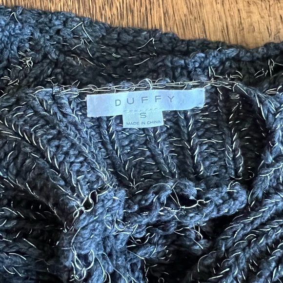 Duffy dark blue/ grey sweater with open knit style with metal wire - size small - Picture 9 of 9